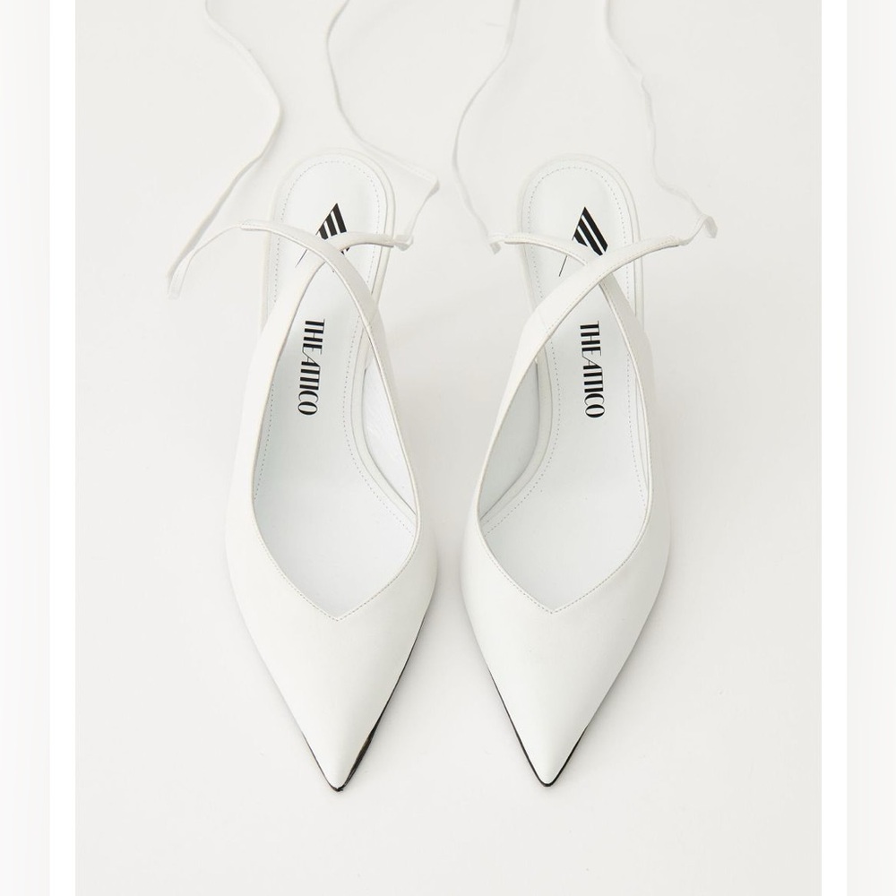 The Attico white leather slingbacks NWT